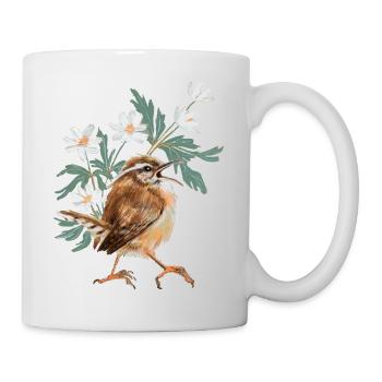 Zaunkönig und Buschwindröschen - Tasse - Weiß - Rechts