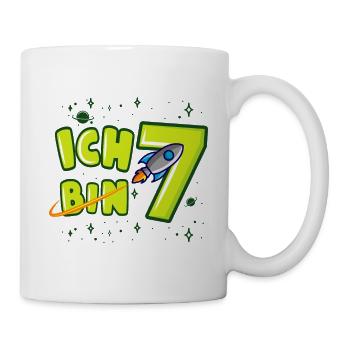 ICH BIN 7 Weltraum Kindergeburtstag 7 Jahre - Tasse - Weiß - Rechts