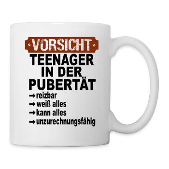 Vorsicht Teenager in der Pubertät - Tasse - Weiß - Rechts