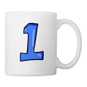 Ziffer 1 Blau - Nummer Eins - Tasse - Weiß - Rechts
