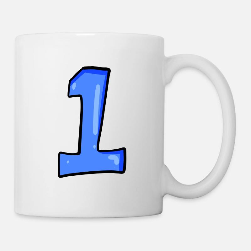Ziffer 1 Blau - Nummer Eins - Tasse - Weiß