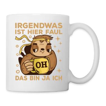 Faultier Kaffee - Tasse - Weiß - Rechts