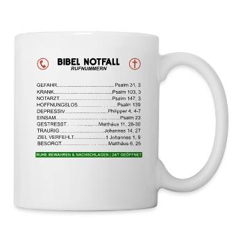 Notfall Bibelverse Glauben Kirche Gott Christliche - Tasse - Weiß - Rechts