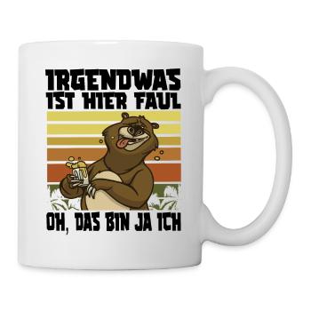 Irgendwas ist hier faul Bär Büro Bier Bären - Tasse - Weiß - Rechts