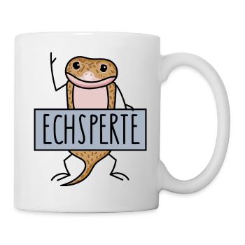 Lustige Echse als Experte - Tasse - Weiß - Rechts