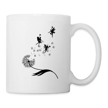 Schmetterlingdesign Pusteblumen Wiese Herzen Feen - Tasse - Weiß - Rechts
