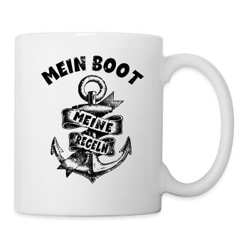 Mein Boot Meine Regeln Segelnboot Anker Skipper - Tasse - Weiß - Rechts