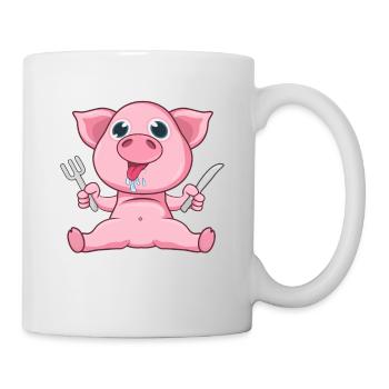 Schwein Essen - Tasse - Weiß - Rechts