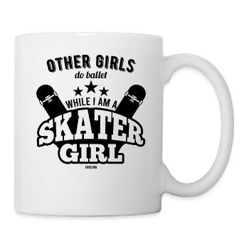 Longboard Skateboard Girl - Mug - white - Right