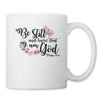 Floral bible verse be still and know that i am God - Mug - white - Right