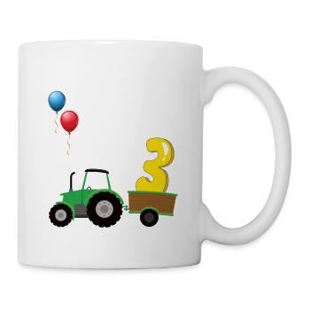 Trecker 3. Geburtstag Weg frei ich bin schon 3 - Tasse - Weiß - Rechts