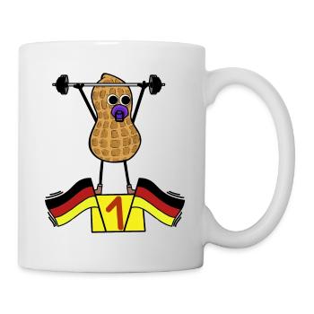 Erdnuss Baby Sportler Gewichte Training Deutscher - Tasse - Weiß - Rechts