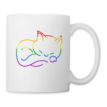 Katze LGBT Bunt Gay Pride Regenbogen Farben - Tasse - Weiß - Rechts