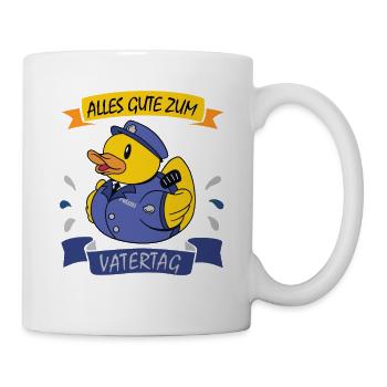 Vatertag Polizist Ente Polizei Badeente Papa Vater - Tasse - Weiß - Rechts