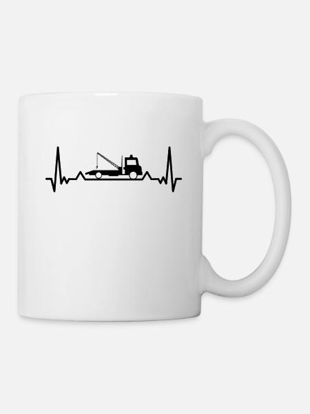 Haken und Kette Schleppen LKW Heartbeat Geschenke - Tasse - Weiß