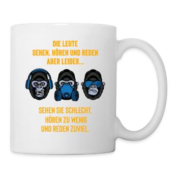 3 weise Affen, sehen hören reden Geschenk - Tasse - Weiß - Rechts