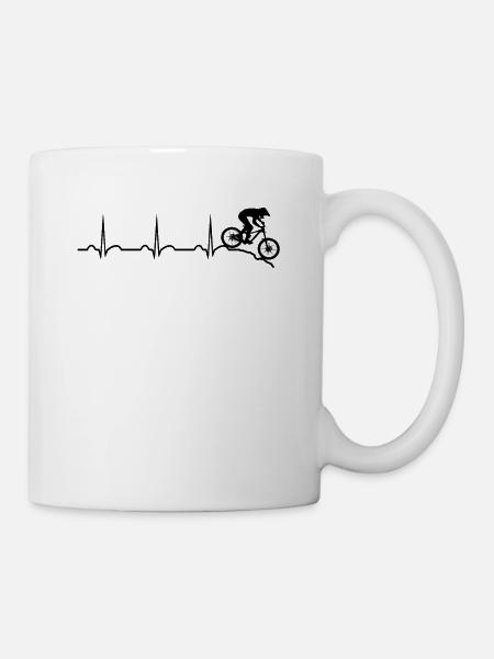 Mountainbike Heartbeat Downhill Herzschlag mtb Mou - Tasse - Weiß