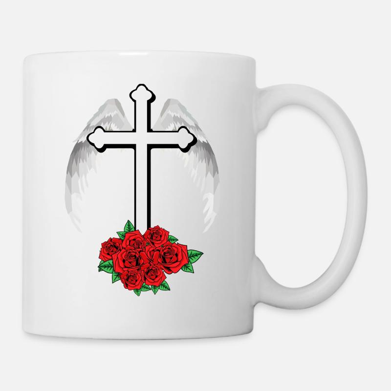 Croix Céleste Croix Jésus Dieu Ange Ailes - Mug blanc - blanc