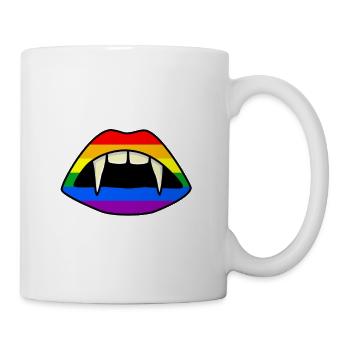 LGBT Lips Vampire Rainbow Flag Gay Pride - Mug - white - Right