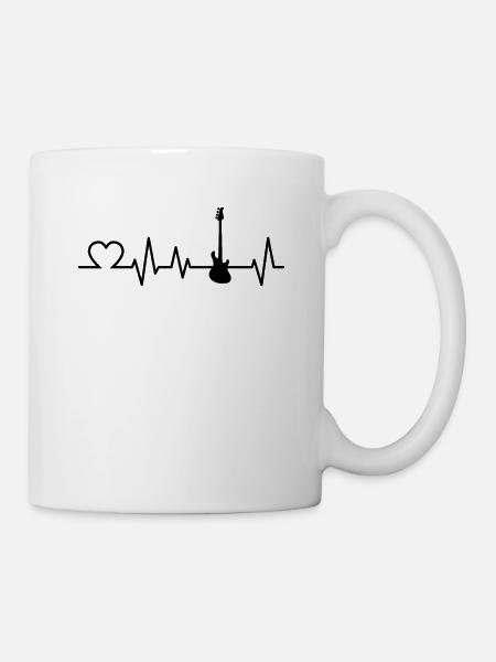 E-Bass Herzschlag Bassist Geschenk - Tasse - Weiß