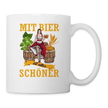 Mit Bier ist alles schöner Kneipe Bier trinken - Tasse - Weiß - Rechts