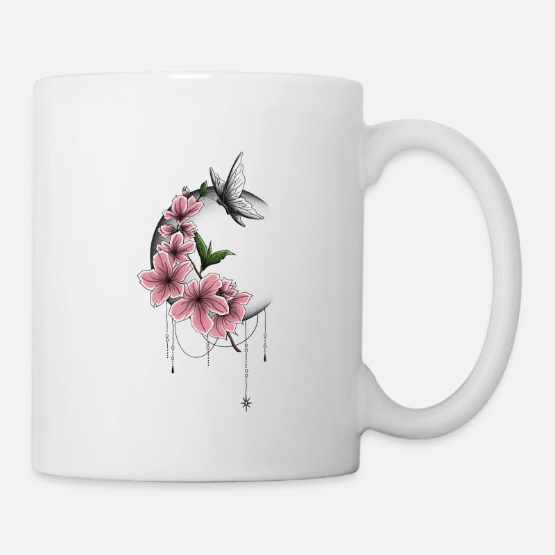 Cherry blossoms in the moonlight - Mug - white