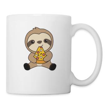 Funny Pizza Sloth Pizzas Fast Food Cute Animals - Mug - white - Right
