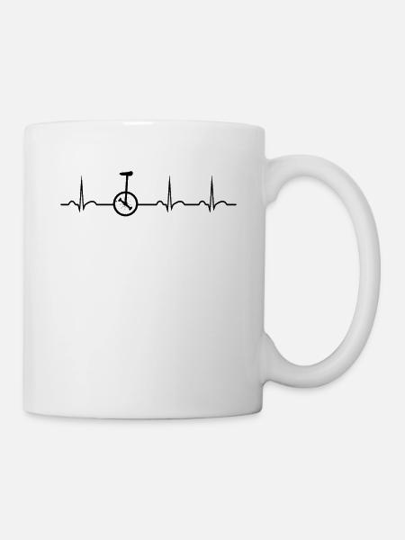 Heartbeat Einrad fahren Unicycle Fahrer EKG Einrad - Tasse - Weiß