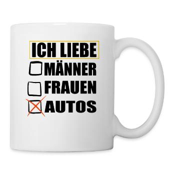 Ich liebe Autos, Auto Liebhaber, Auto Liebe - Tasse - Weiß - Rechts