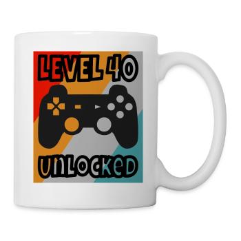 40ème anniversaire Gamer Level 40 unlocked - Mug blanc - blanc - Droite
