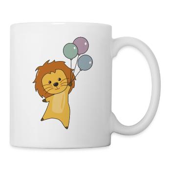 Lion balloons flies up cute animals - Mug - white - Right