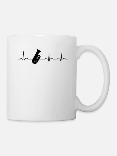Tubisten Herzschlag Brass Band Jazz Tuba Spieler - Tasse - Weiß