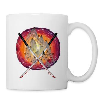 Sun Japan Mountains Swords Katana Sword Fight - Mug - white - Right