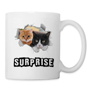 Überraschung von Katzen - Tasse - Weiß - Rechts