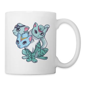 Kawaii Pastel Goth Creepy Cute 3 Headed Cat - Mug - white - Right