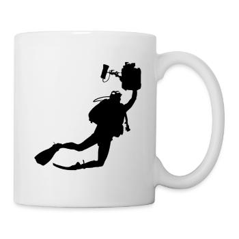 Diver with underwater camera - Mug - white - Right