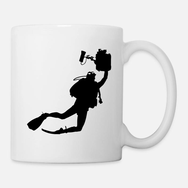 Diver with underwater camera - Mug - white