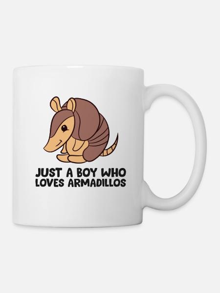 Funny Armadillo Just a Boy Who Loves Armadillos - Mug - white