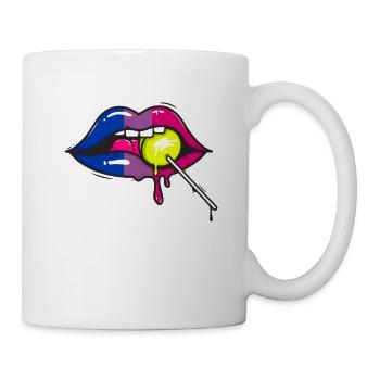 Bisexual Fahne Lippen Bisexualität mit Lutscher - Tasse - Weiß - Rechts