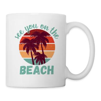 Wir sehen uns am Strand Türkis Text - Tasse - Weiß - Rechts
