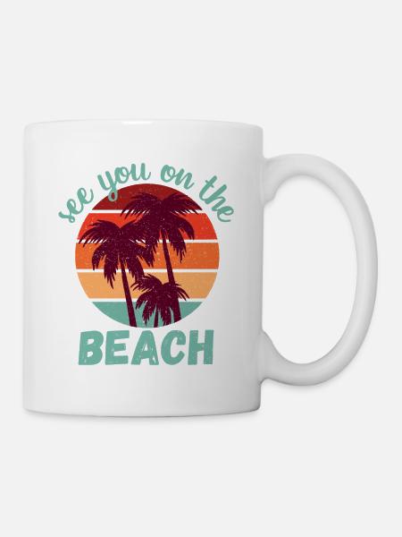 See You on the Beach Turquoise Text - Mug - white