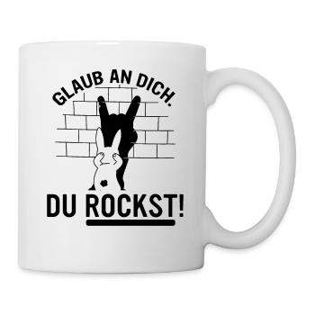 du rockst! Glaube an dich, du bist der beste - Tasse - Weiß - Rechts