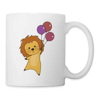 Lion balloons flies up cute animals - Mug - white - Right