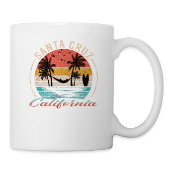 California Santa Cruz Beach Surfing - Mug - white - Right