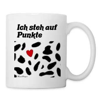 Punkte, Dalmatiner Knabstupper Hund Pferd mit Herz - Tasse - Weiß - Rechts