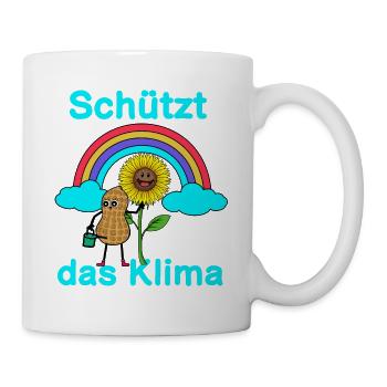 Öko Erdnuss Klima Schutz Spruch Sonnenblume Natur - Tasse - Weiß - Rechts