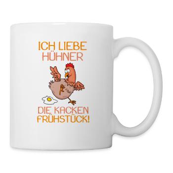 Landwirt Landwirte Huhn Hühner Spruch - Tasse - Weiß - Rechts