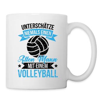 Alten mann volleyball Spieler Ball Geschenk Hobby - Tasse - Weiß - Rechts