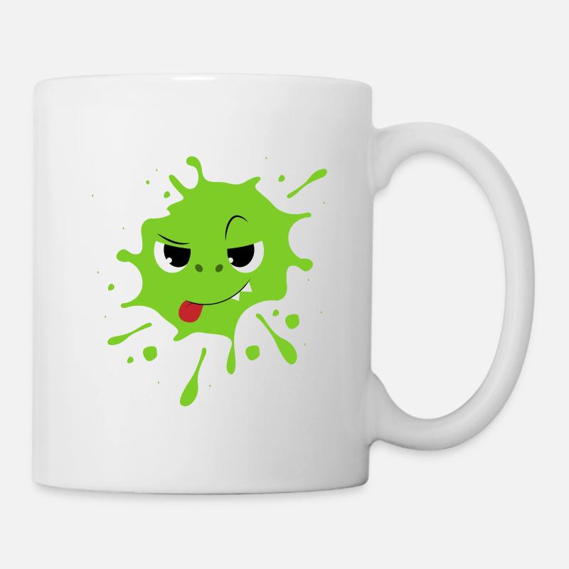 Monster Kinder Gesicht Süß Frech Farbklecks Splash - Tasse - Weiß