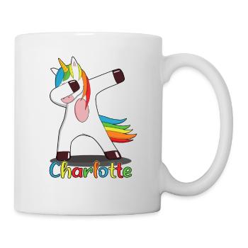 Charlotte Name Vorname Namenstag Einhorn Geschenk - Tasse - Weiß - Rechts
